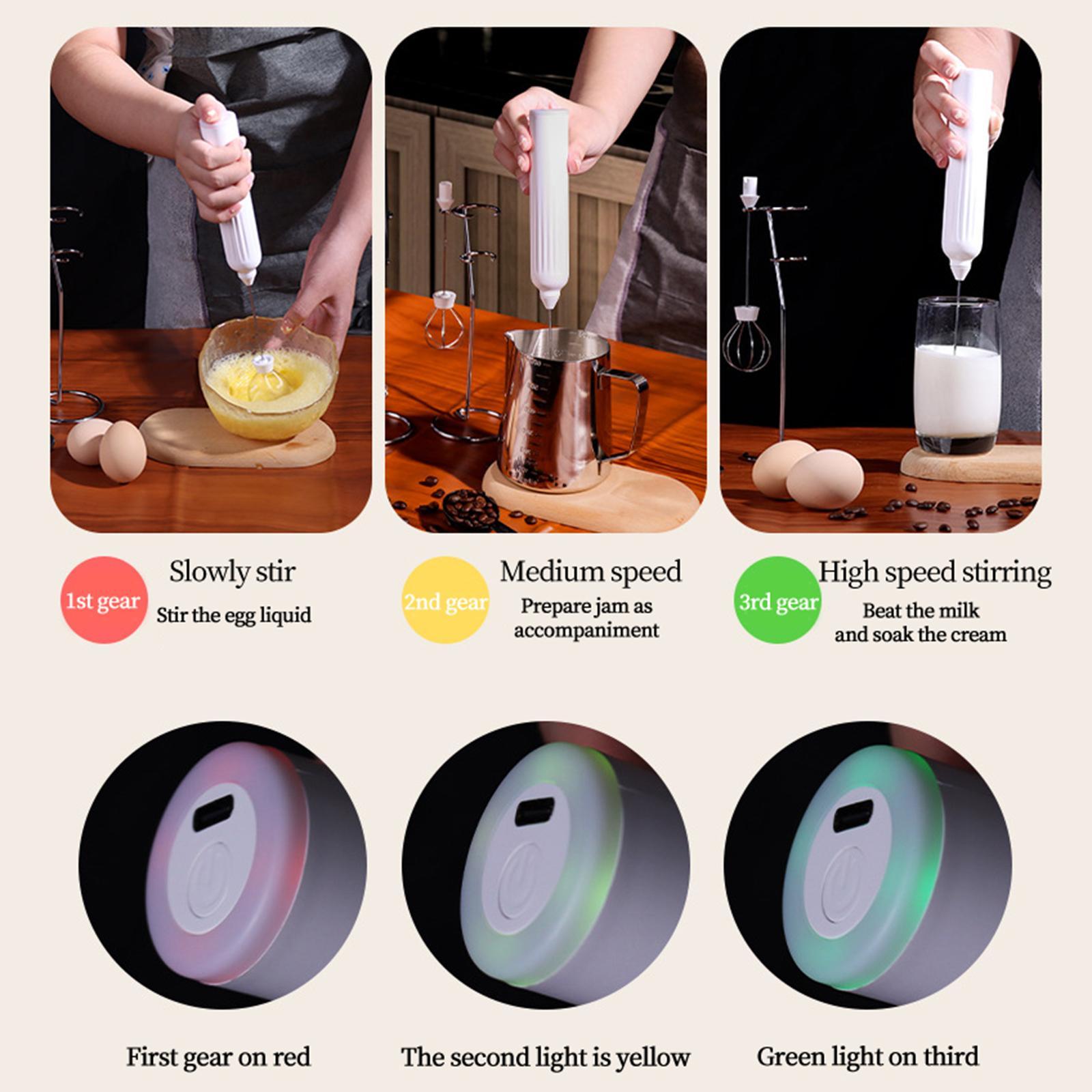 USB Electric Milk Frother for Frappe Cappuccino Hot Chocolate White