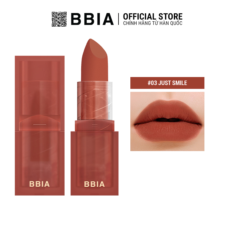 Son Lì Bbia Last Powder Lipstick 3.5G 6 Màu - 03 Just Smile - Cam Đất Ấm