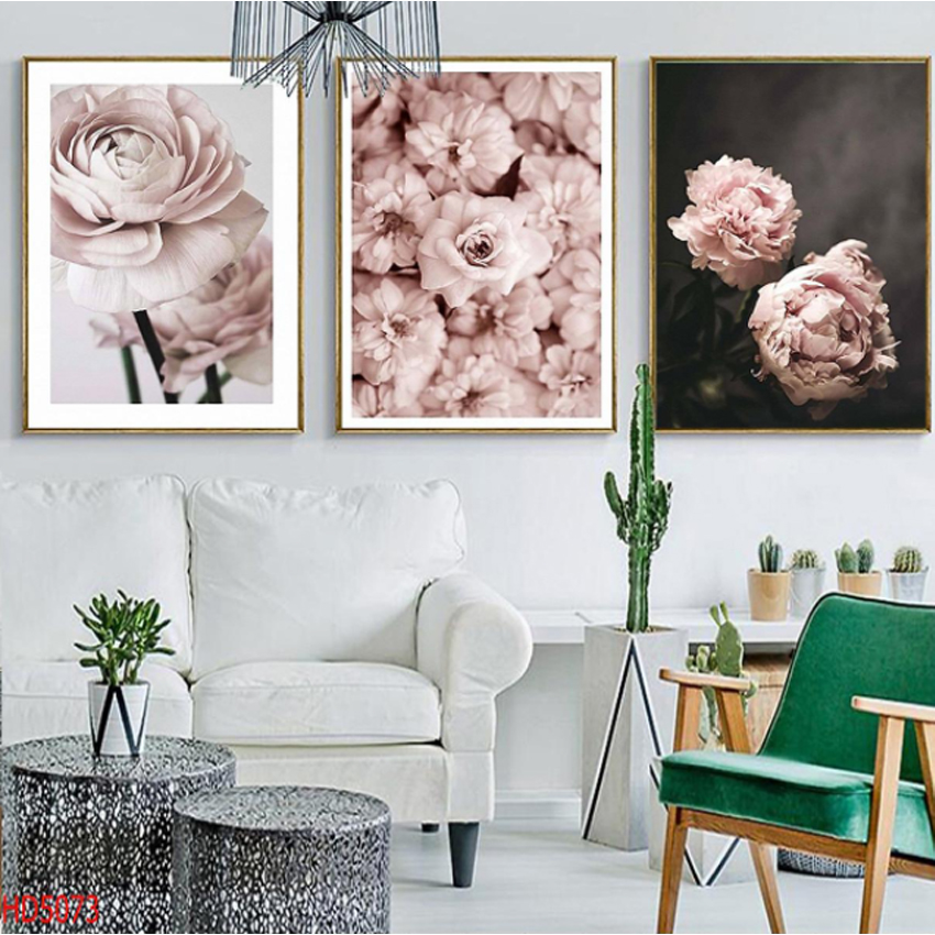 Tranh Pha Lê Tráng Gương Treo Tường Hiện Đại _ Tranh Bộ 3 Hoa Hồng Có gai Đẹp