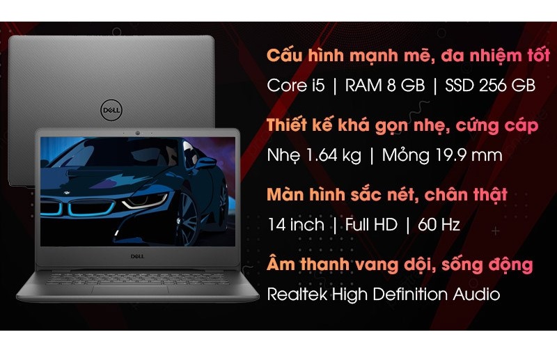 Laptop Dell Vostro 3400 YX51W2 (Core i5-1135G7/ 8GB/ 256GB SSD/ MX330 2G /14 FHD/ Win10) - Hàng Chính Hãng