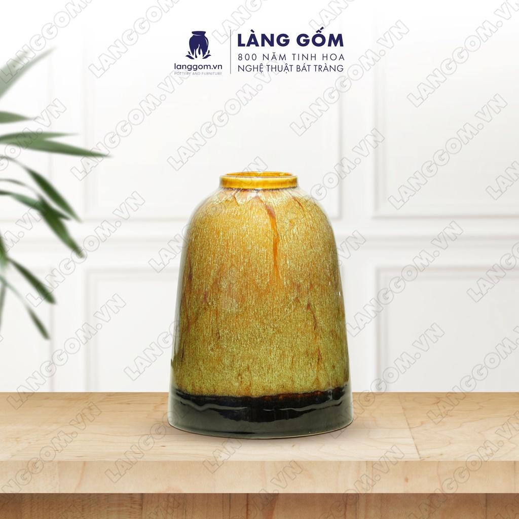 Bình hoa, lọ hoa Gốm sứ Bát Tràng men hỏa biến cao cấp dáng Chuông nhiều màu sắc dùng làm quà tặng, trang trí - Làng Gốm