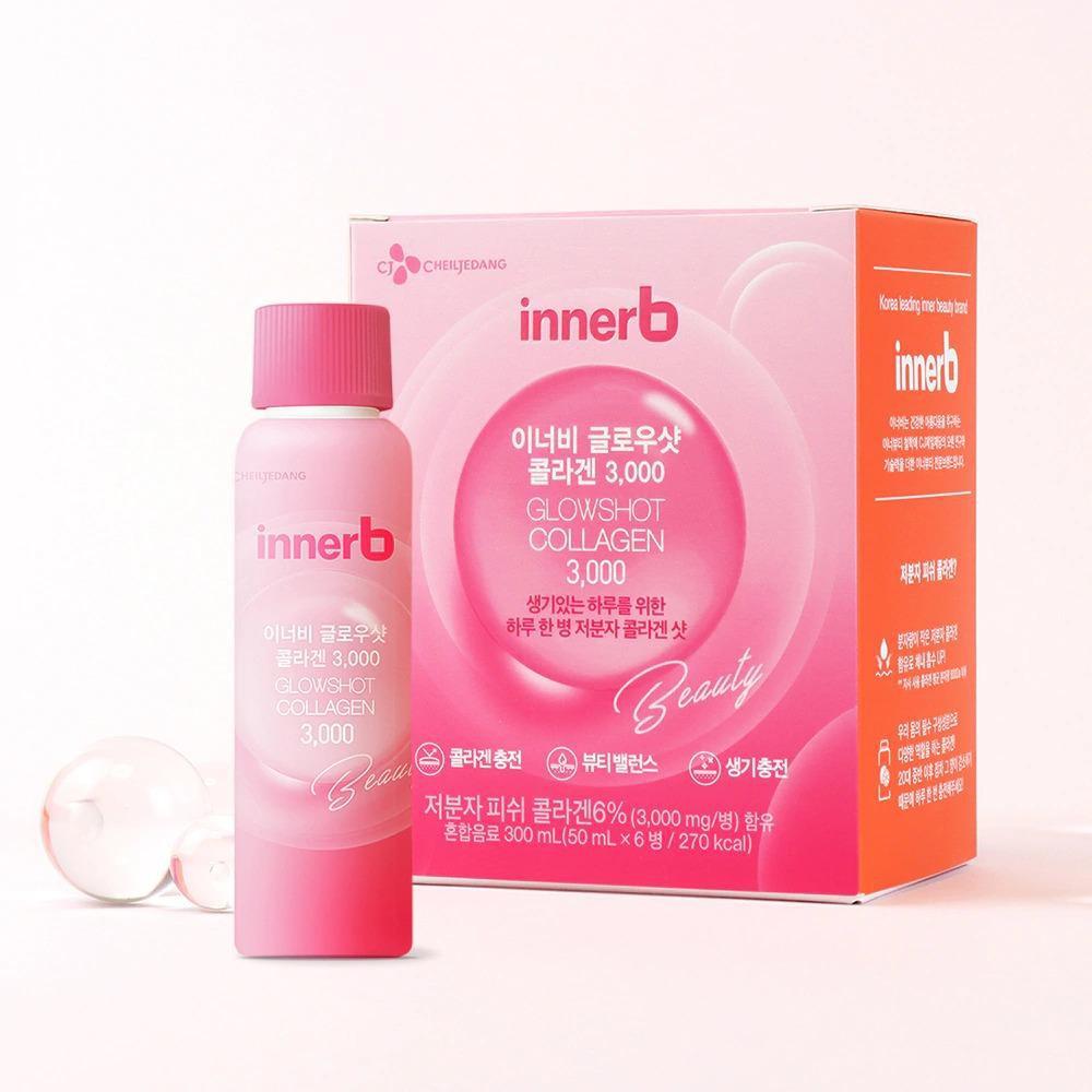 Hộp 6 chai nước uống Collagen Vitamin C sáng da InnerB Glowshot