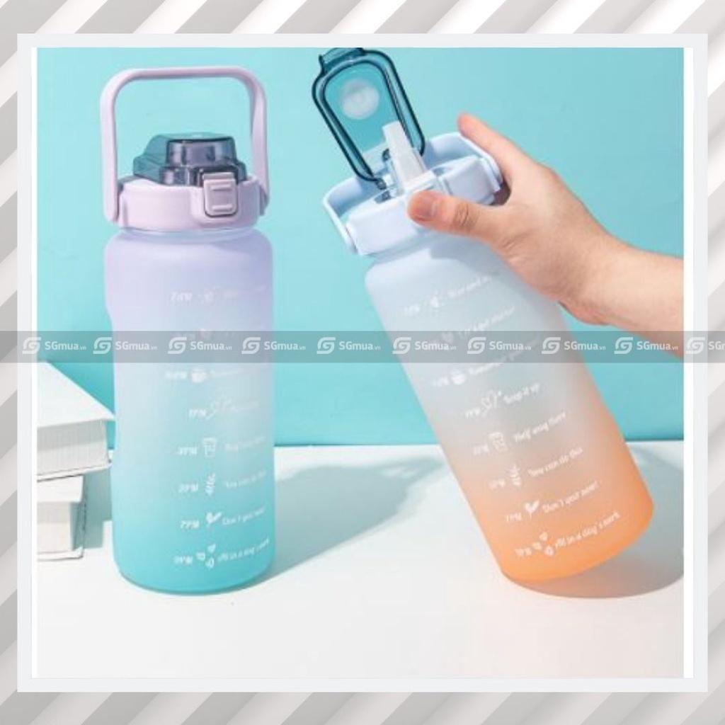 Bình nước thể thao 2L màu cầu vồng, có sticker dán kèm theo