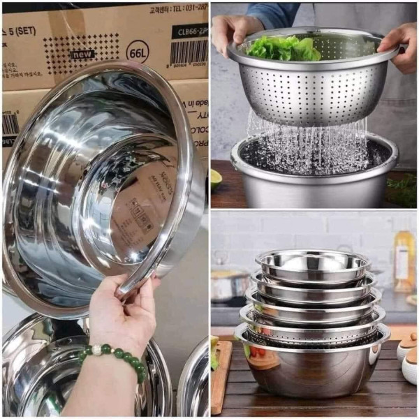 SET 5 CHẬU RỔ INOX