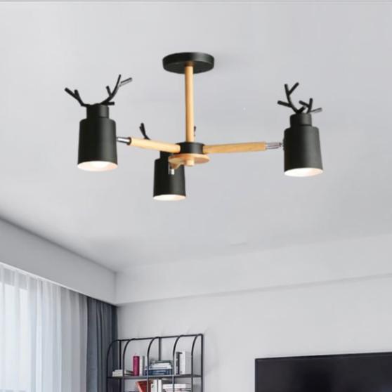 Đèn chùm NOTERSE sừng hươu 3 tay kiểu dáng độc đáo, hiện đại - kèm bóng LED chuyên dụng