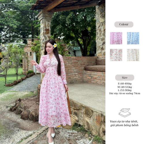 Đầm Maxi Ruzimay Dáng Dài Cổ Khuy Bèo R1000