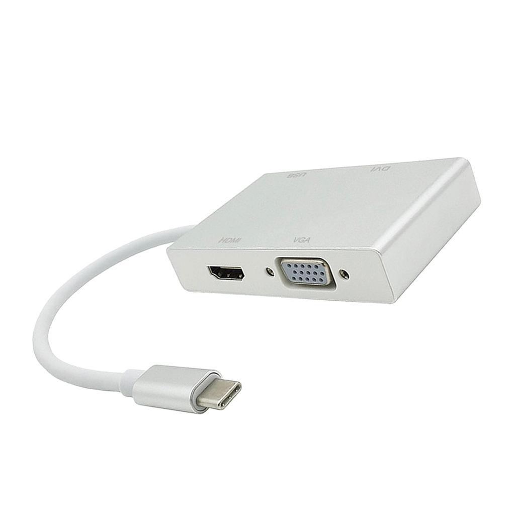 4 in 1 USB C Type-C to VGA/DVI/HDMI/USB Port Adapter Converter Cable For PC
