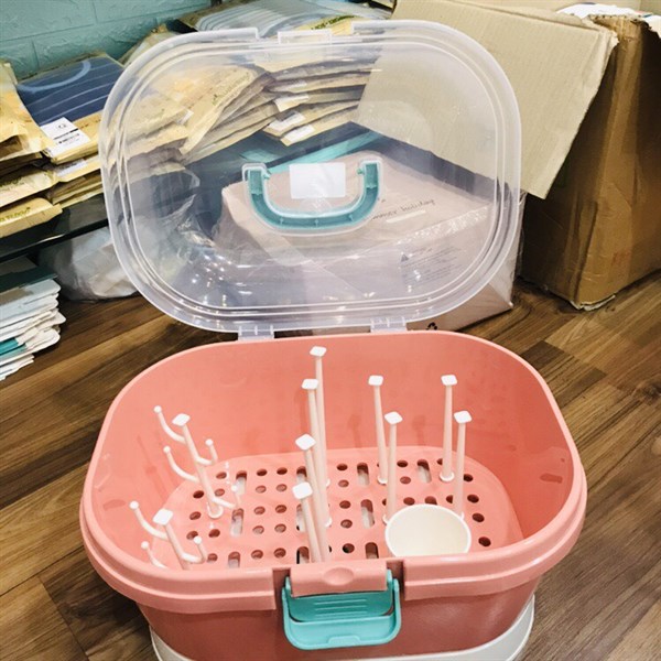 Giá úp bình sữa dạng hộp Box cao cấp bảo quản bình sữa, núm ti khỏi bụi bẩn