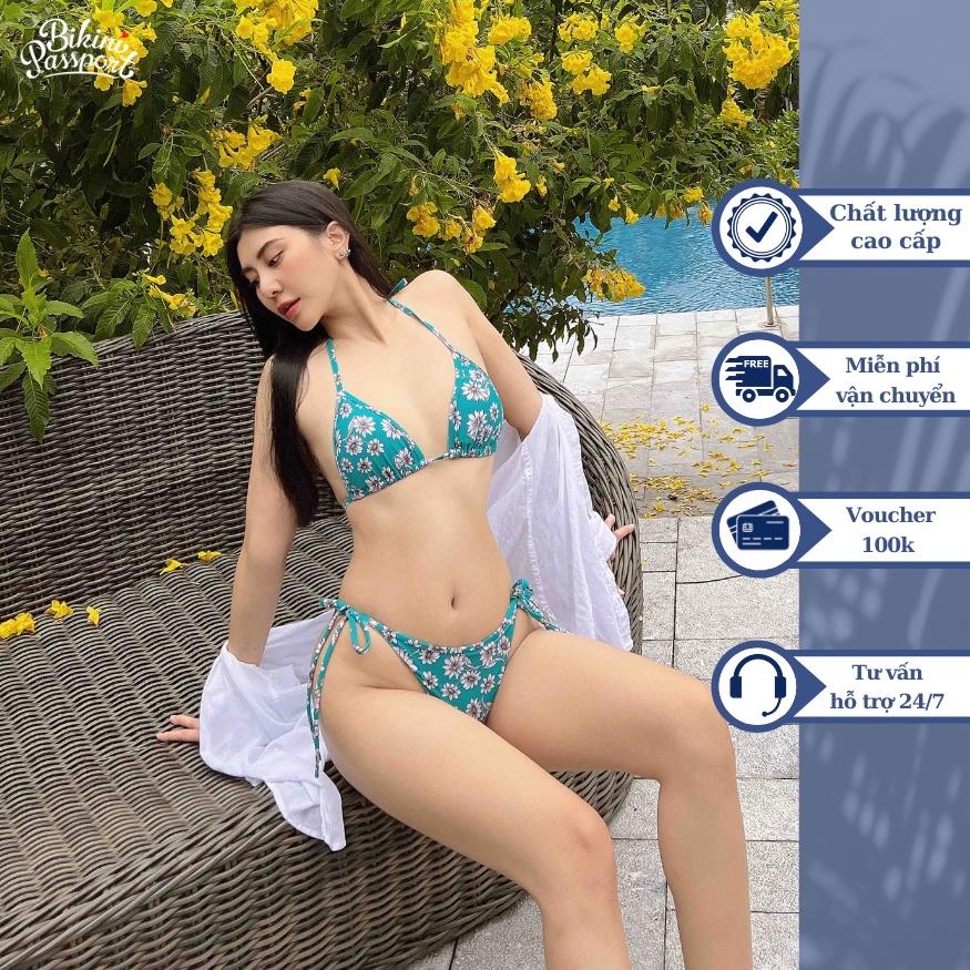 Đồ bơi nữ BIKINI PASSPORT dạng hai mảnh cơ bản tam giác - màu Xanh cổ vịt - BS143_CN