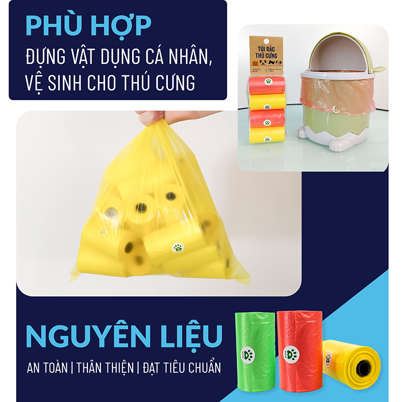 Túi PP Nhựa - Túi Rác Cho Thú Cưng TP Plastic, 15 Cái/Cuộn