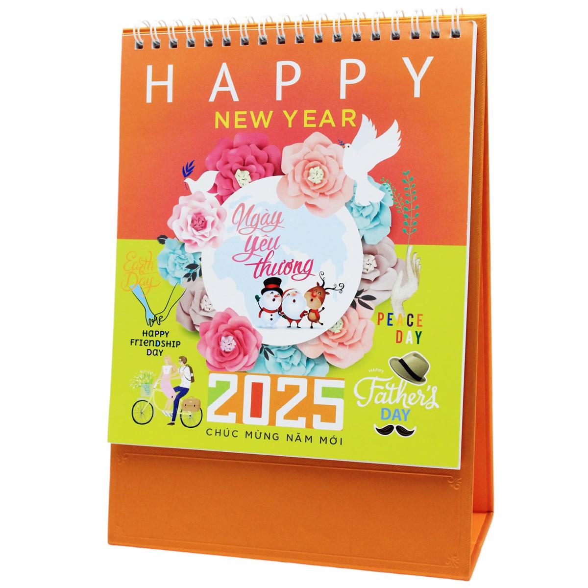 Lịch Bàn Đứng 2025 - Ngày Yêu Thương - Văn Lang VL-LB05 - Đế Màu Cam