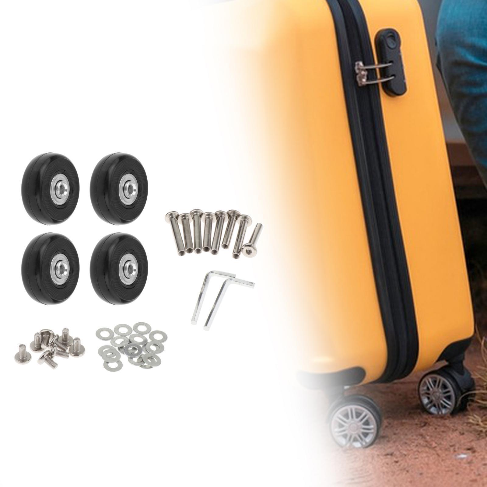 4x Replacement Suitcase Wheels PU Metal Swivel Caster Wheels Repair Set Easy Installation ,Axles Mute Luggage Suitcase Replacement Wheels Set