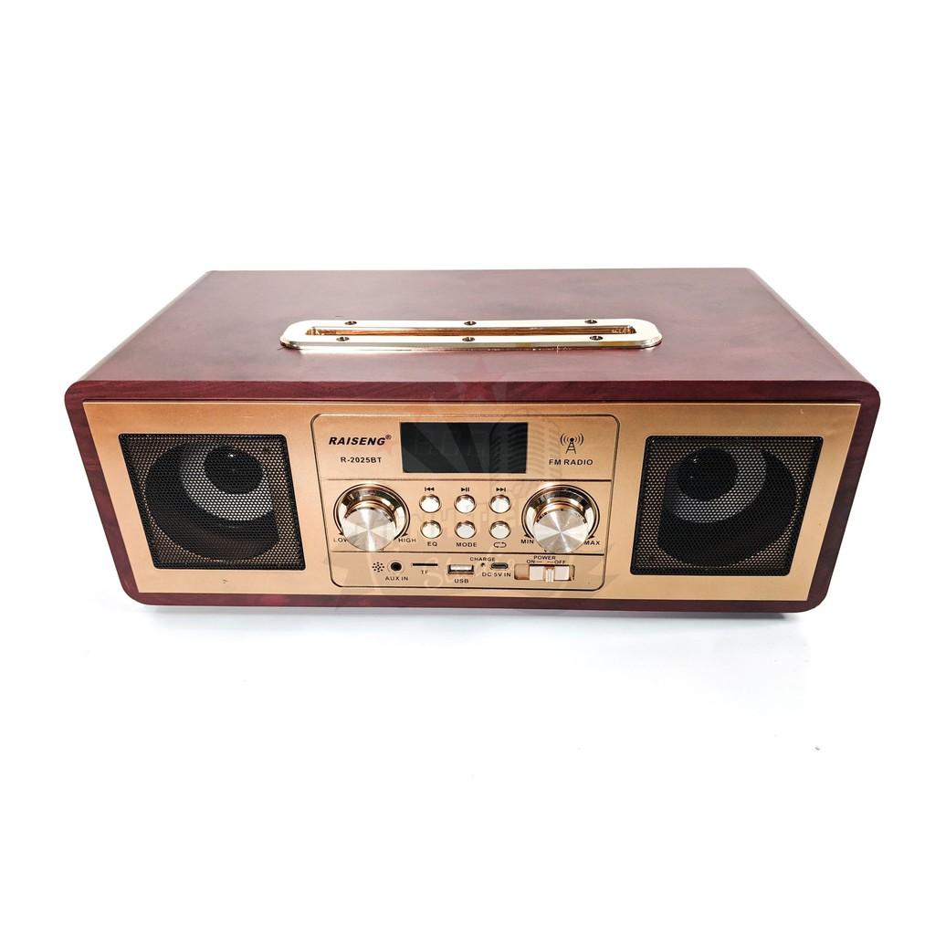 Loa bluetooth Raiseng R-2025BT - Kết nối bluetooth 4.0 - Phong cách cổ điển - Vỏ gỗ sang trọng, bass trầm ấm - Đầy đủ kết nối AUX, USB, SD card - Có FM - Giao màu ngẫu nhiên - Hàng chính hãng