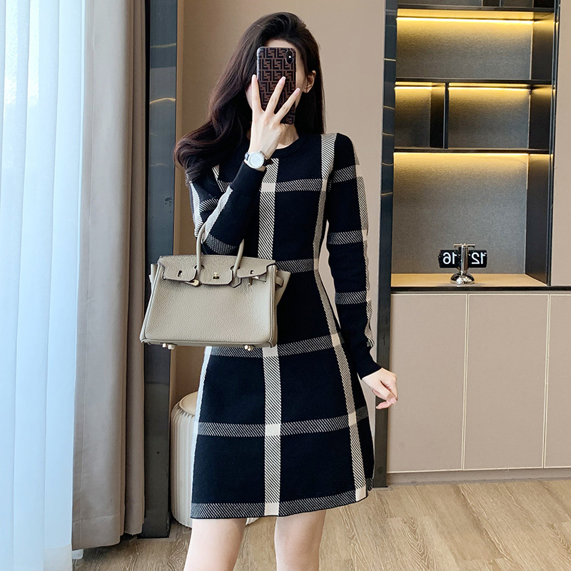 Đầm Len Kẻ Sọc Giản Dị Lịch Sự Ôm Dáng AL99 - Hàng Quảng Châu Cao Cấp