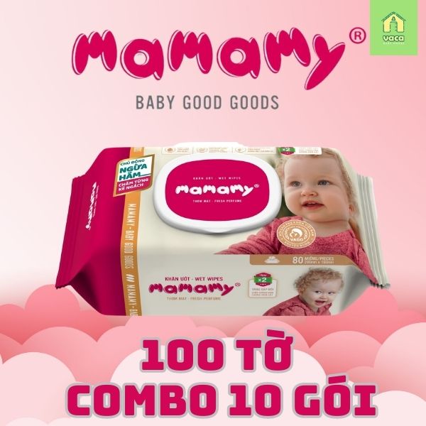 Combo 10 gói khăn ướt Mamamy 100 tờ - có hương Vaca Baby House