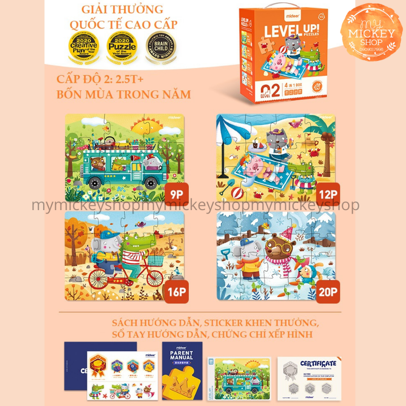 BỘ XẾP HÌNH 7 CẤP ĐỘ TỪ DỄ ĐẾN KHÓ THEO LỨA TUỔI - HÃNG MIDEER 7 ADVANCED LEVELS PUZZLE mẫu mới 2021
