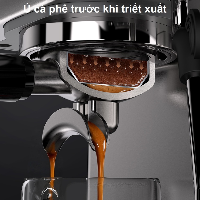 Máy pha cà phê chuyên nghiệp Espresso, Cappuccino, Latte thương hiệu Mỹ cao cấp HiBREW H10 - Công suất 1350W - Hàng nhập khẩu