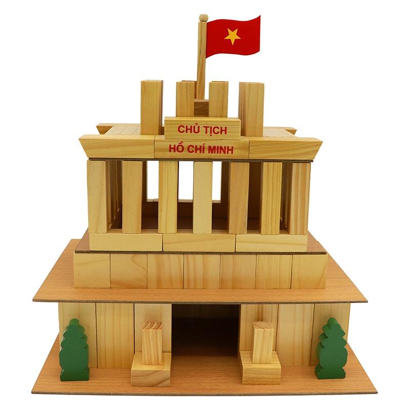 Đồ chơi xếp hình xây dựng lăng Bác, đồ chơi lắp ghép chi tiết gỗ xếp các mô hình tư duy sáng tạo cho bé