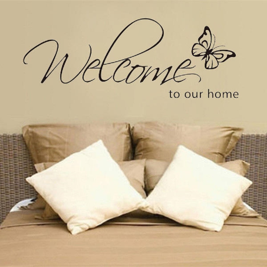 Decal dán tường dán cửa kính chữ WELCOME TO OUR HOME sang trọng