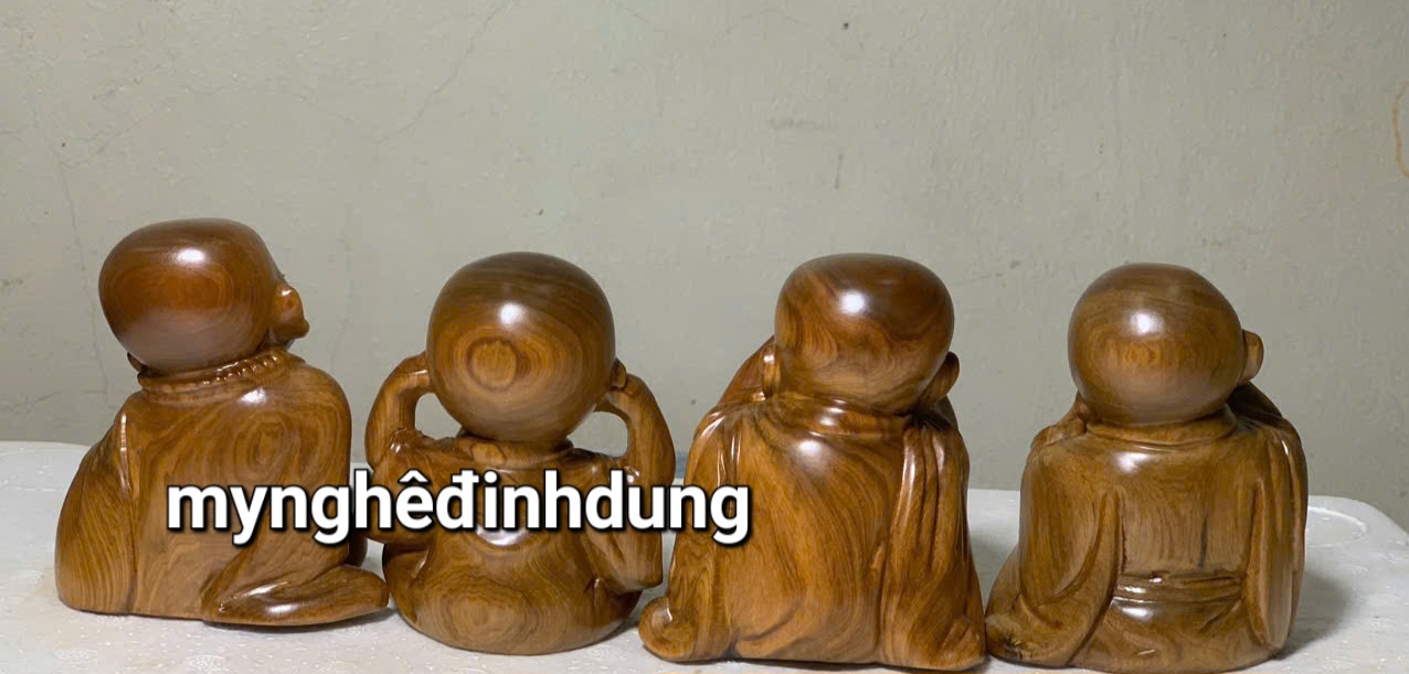 Bộ tượng tứ không bằng gỗ bách xanh thơm nức kt cao 12x10x9cm