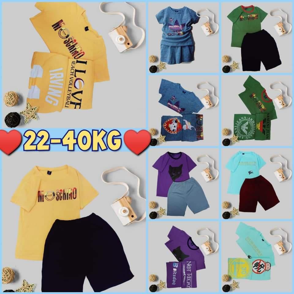 Size đại bé trai-Bộ quần áo trẻ em cho bé trai cotton 4 chiều xuất mềm mịn đẹp cho bé từ 20 đến 45kg in logo dễ thương