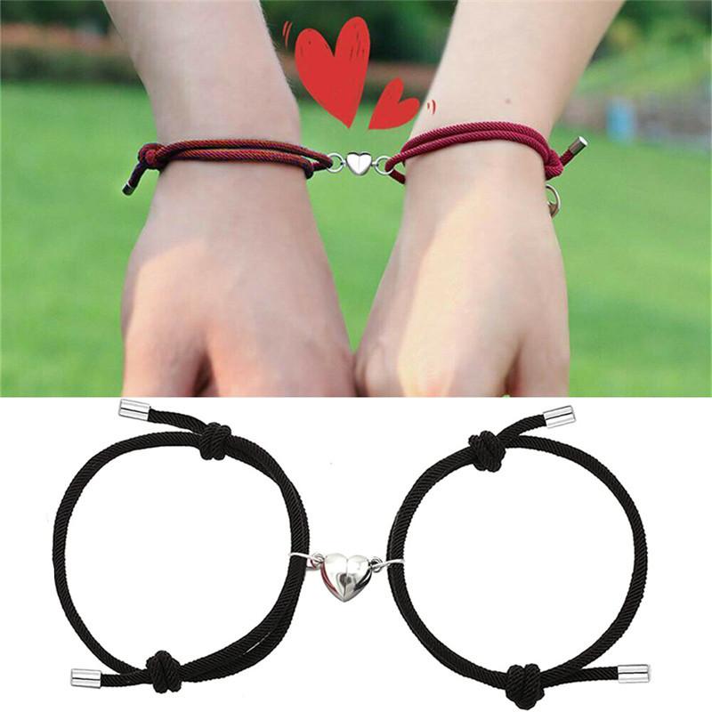 Vòng đeo tay 2 chiếc Vòng đeo tay Bện BRAIDED BRAIDED ROPE Vòng đeo tay với tiếng chuông từ tính thề