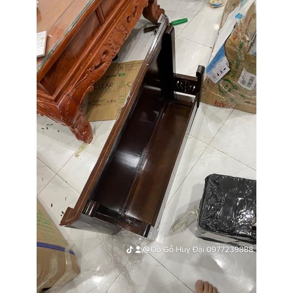Bàn thờ gỗ sồi 81cm màu óc chó kèm chữ, chắn khói