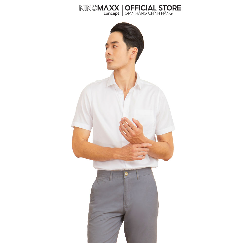 N&amp;MCLUB Áo Sơ Mi Nam Tay Ngắn chất vải cotton 2104113