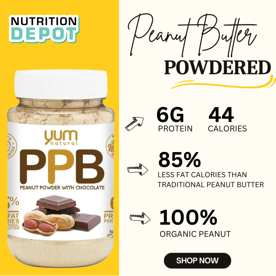 Combo 2 hũ bột bơ đậu phộng hữu cơ ít béo Yum Natural 450g vị Chocolate - Nutrition Depot Vietnam