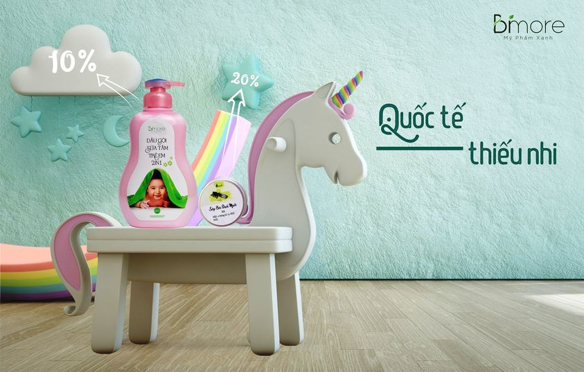 Nước tắm gội Baby 2in1 Bimore làm sạch nuôi dưỡng làn da bé với tinh dầu tràm trà kháng khuẩn_450ml