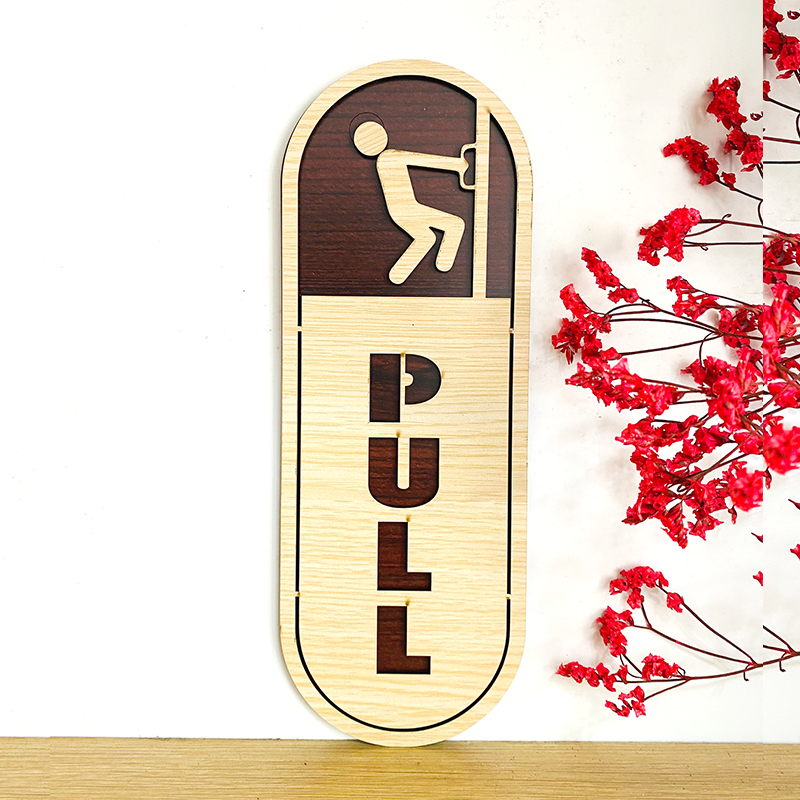 PP5 - Bảng gỗ dán cửa Pull - Push, Kéo - Đẩy Decor trang trí, hướng dẫn cửa ra vào độc đáo