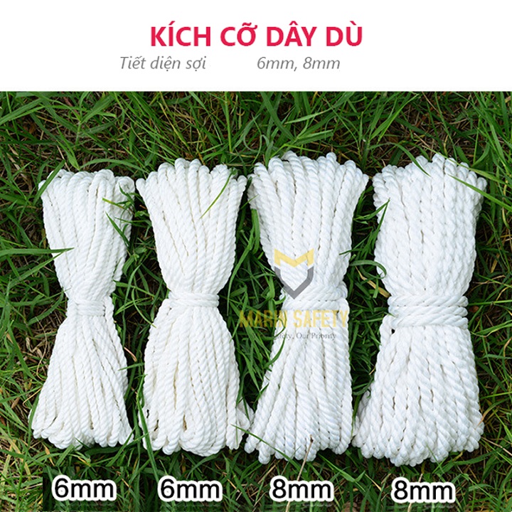 Cuận Dây thừng ,dây chạc dài 10 M nylon 6 li , 8 li bền dai dùng buộc tàu, công trường, nông nghiệp...