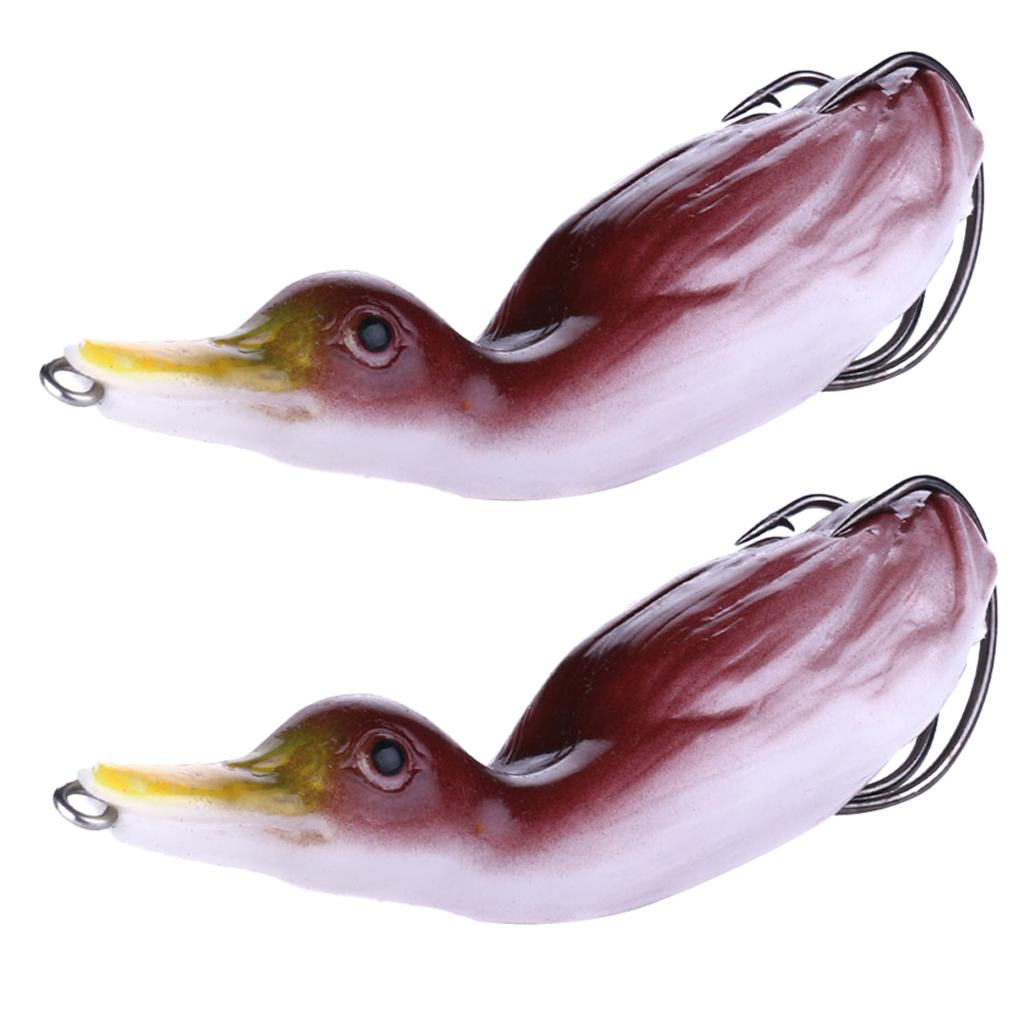 2pcs Floating Duck Lure 10.5cm Bass Bait Fishing Tackle Black