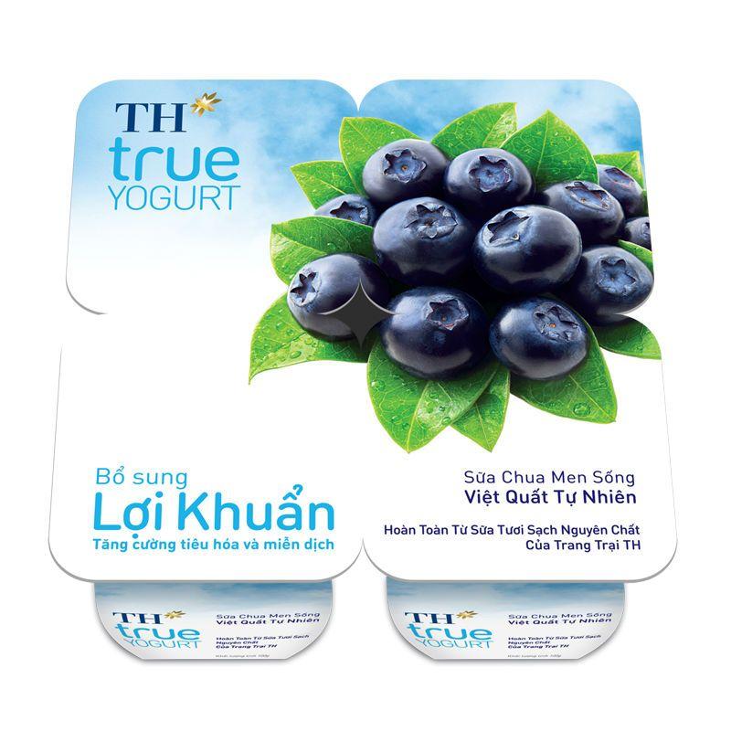Sữa Chua Ăn Việt Quất TH True Yogurt 100G Lốc 4 Hũ – 8935217410507