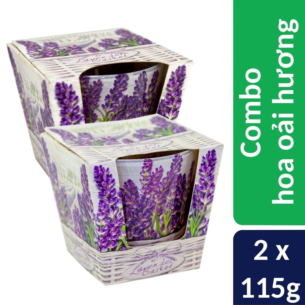 Combo 2 ly nến thơm Bartek nhập khẩu Châu Âu Lavender Basket 115g - hoa oải hương