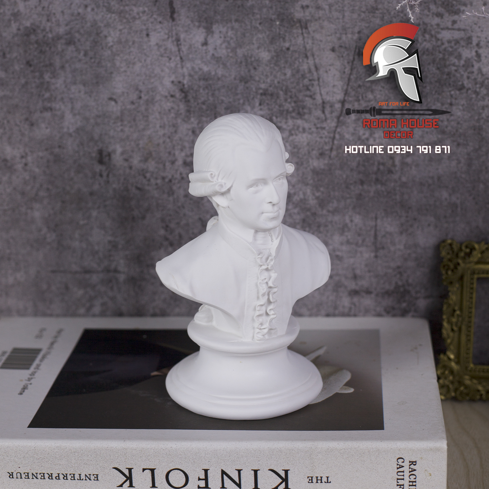 Tượng bán thân nhà soạn nhạc Mozart composite thạch cao- dùng trang trí, tập kí họa, DIY