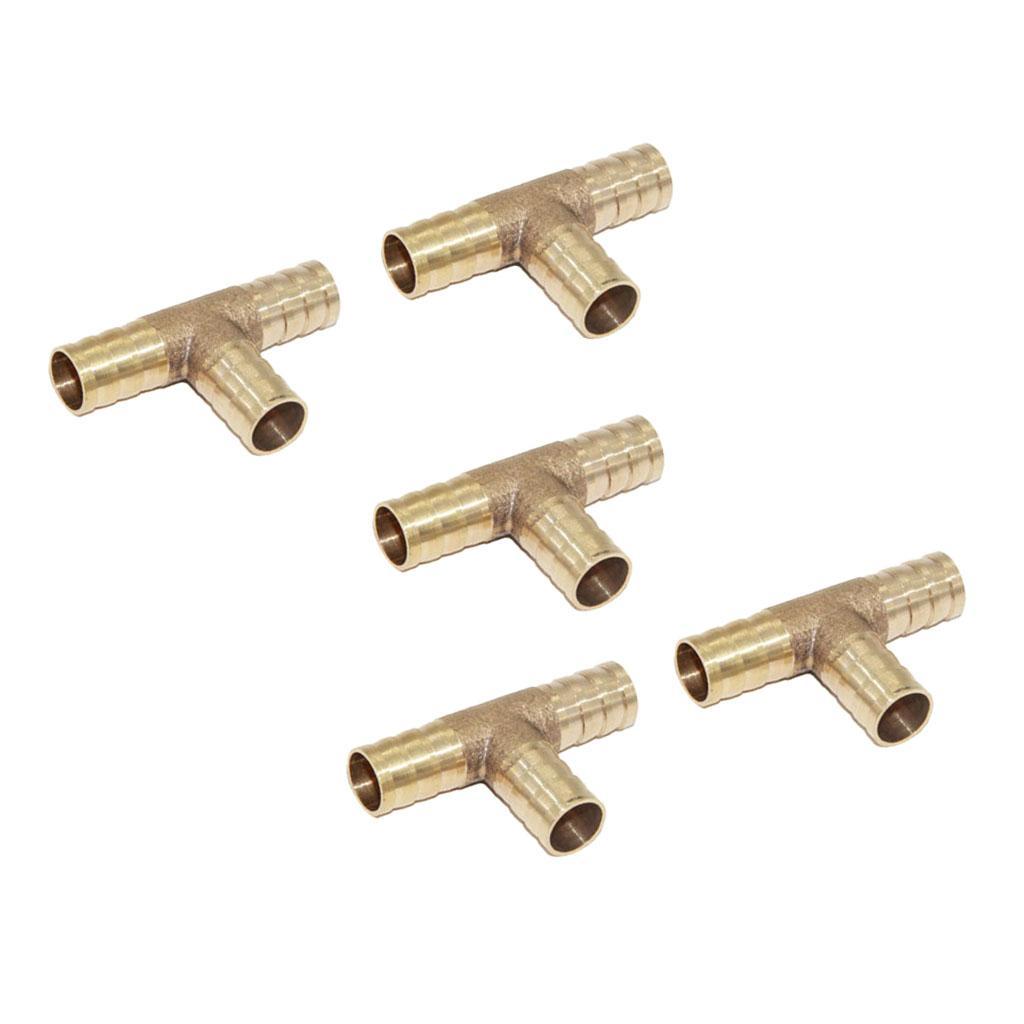 3-5pack 5pcs Brass T Type Joiner Fuel Hose Joiner Tee Connector Air Water Gas