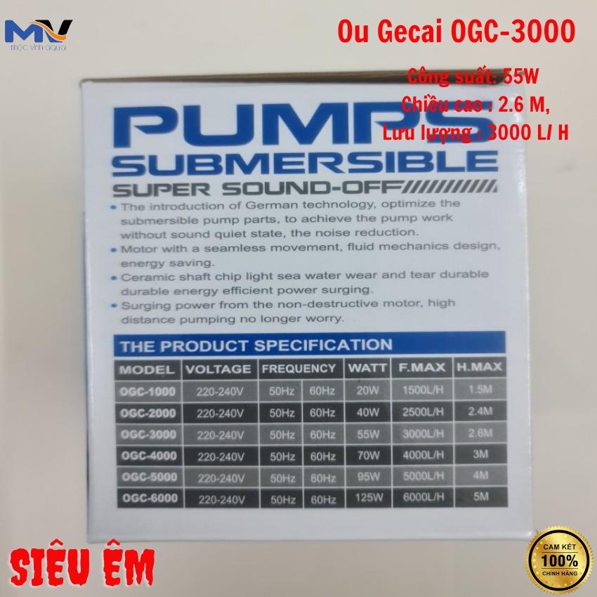Máy bơm nước bể cá Ou Gecai OGC-3000 công suất 55w-lưu lượng 3000l/h siêu êm | CỬA HÀNG CÁ CẢNH MỘC VINH AQUA