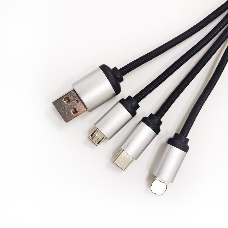 Cáp dữ liệu ba trong một logo phát sáng thuận lợi nhất dẫn cáp sạc quà tặng sáng cáp truyền dữ liệu một đến ba cáp dữ liệu