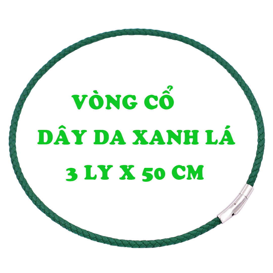 Mặt Phật Di lặc Pha lê xanh lá 3.6 cm vòng cổ dây da xanh lá + móc inox vàng, mặt dây chuyền Phật cười