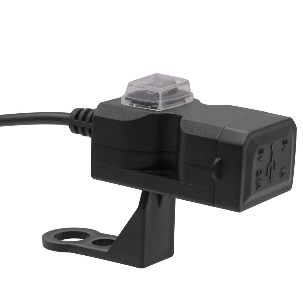 Motorcycle Handlebar Cell Phone  Mount Holder Dual USB Charger for