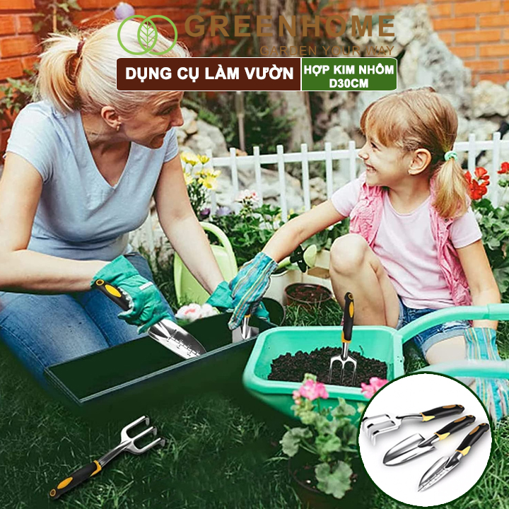 Xẻng Cào Chỉa Làm Vườn D30xr7,5cm Greenhome, Hợp Kim Nhôm Chống Gỉ, Tay Cầm Cao Su Chống Trượt. Tiện Lợi, Dễ Vệ Sinh