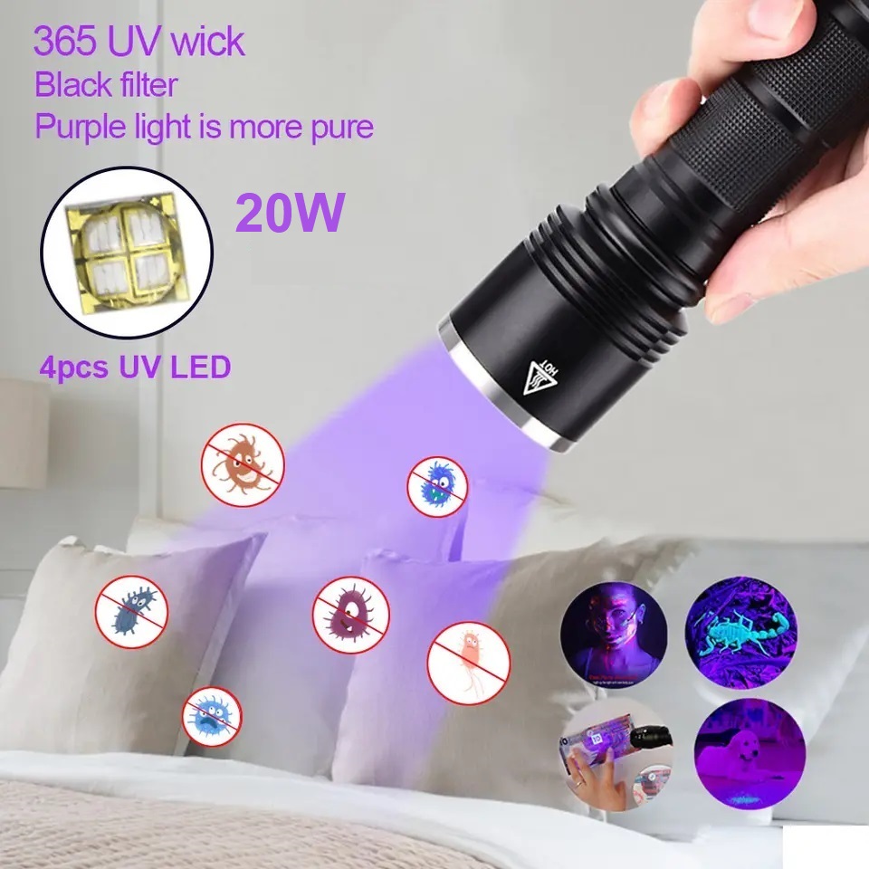 Đèn pin sạc cầm tay tia cực tím (UV) cao cấp Terino D113-UV (365nm, 20W)- Hàng chính hãng