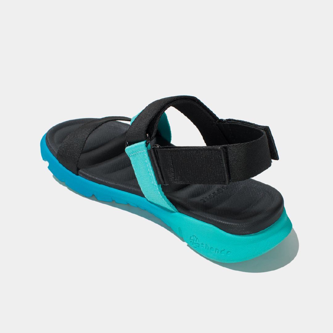 Giày Sandals Nam Nữ Shondo F6 Sport Đế Ombre Xanh Dương Quai Xanh Đen F6S3540