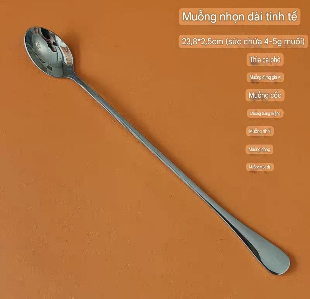 combo thìa muỗng cà phê khuấy đồ uống inox cao cấp - dài 24cm