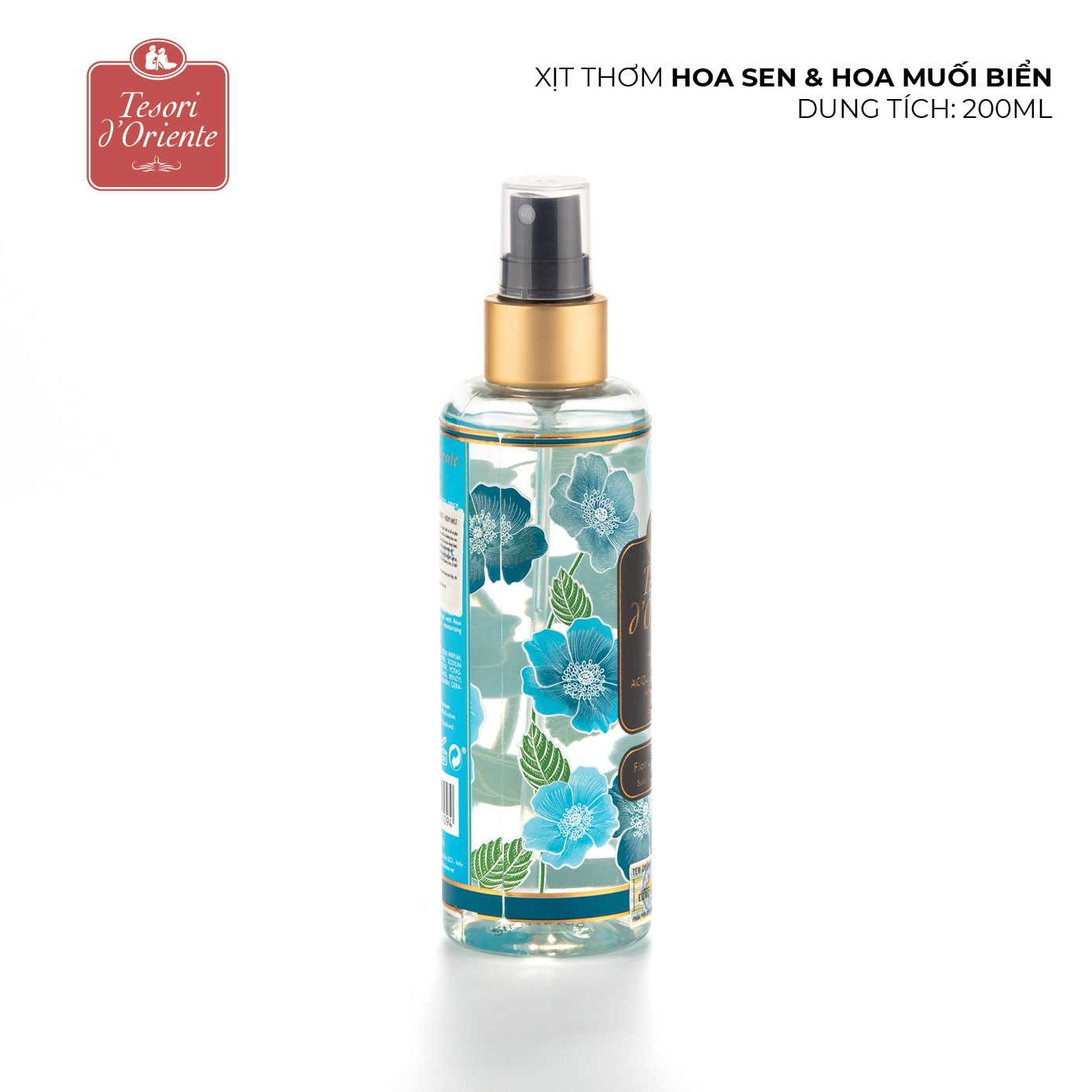 Xịt thơm dưỡng ẩm cơ thể (Body mist) Tesori d'Oriente Hoa sen và hoa muối biển 200ml