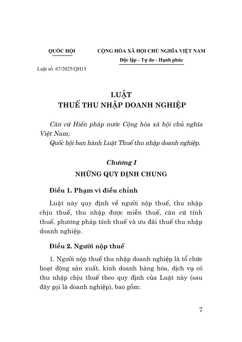 Luật thuế thu nhập doanh nghiệp năm 2025 - bản in 2025