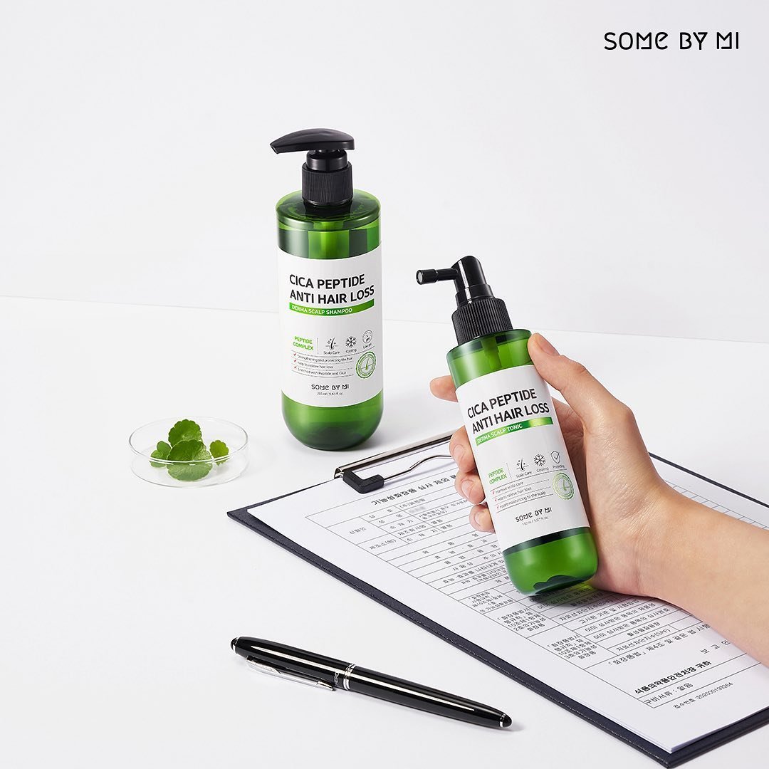 Xịt dưỡng tóc ngăn ngừa rụng tóc Some By Mi Cica Peptide Anti Hair Loss Derma Scalp Tonic 150ml + Tặng Kèm 1 Băng Đô Tai Mèo