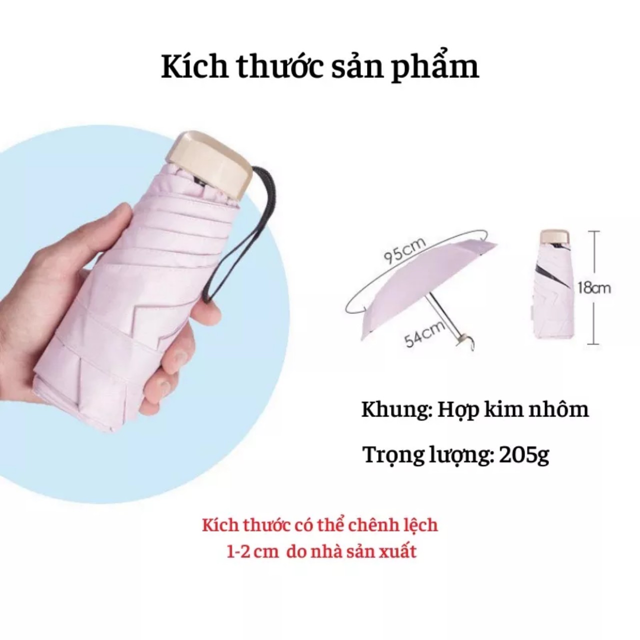 Dù Mini Gấp Gọn  UPF50+ 2 Lớp Chống UV Tia Cực Tím ( Ô Che Mưa Nắng Bỏ Túi Văn Phòng Kích Thước Siêu Nhỏ 18cm ) - Hàng Chính Hãng MINIIN