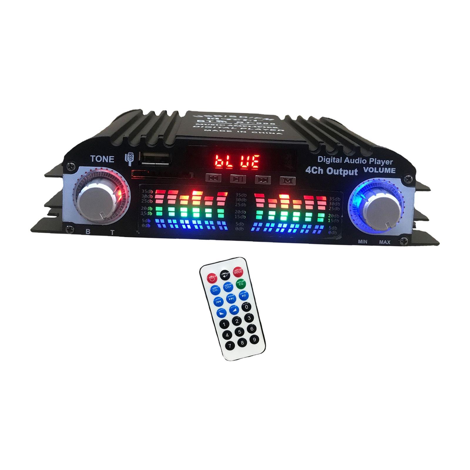 HiFi Stereo Power Amplifier 4 CH  USB FM Radio Audio Receiver for Bar Home